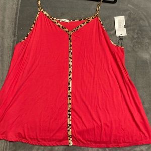 e luna Leopard Print Spaghetti Noodle Strap Shirt